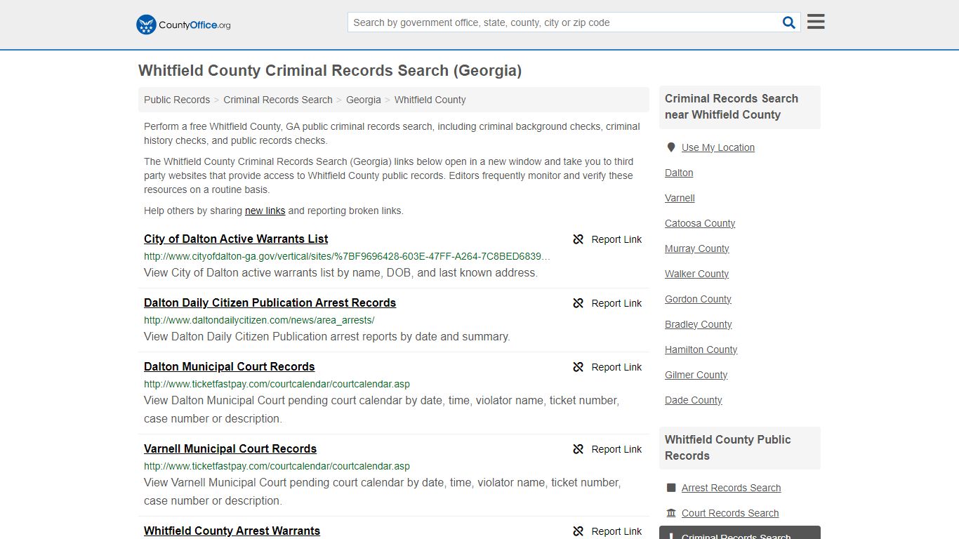 Whitfield County Criminal Records Search (Georgia) - County Office