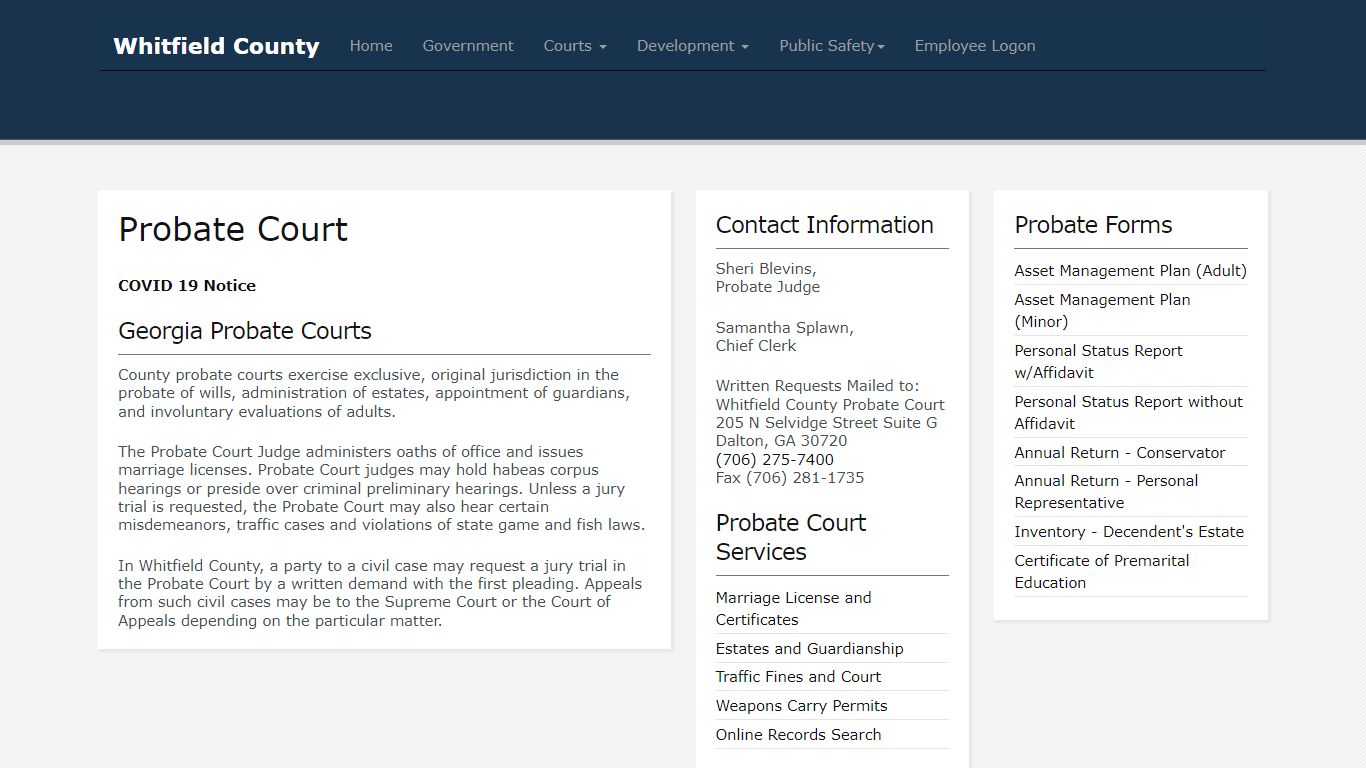 Probate Court - Whitfield County, Georgia